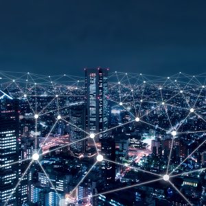 A city during darkness being lit up