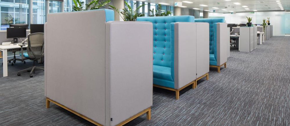 Empty desks and meeting areas in the Elexon office