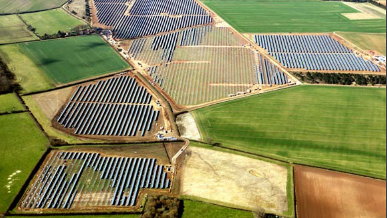 A aerial shot of fields